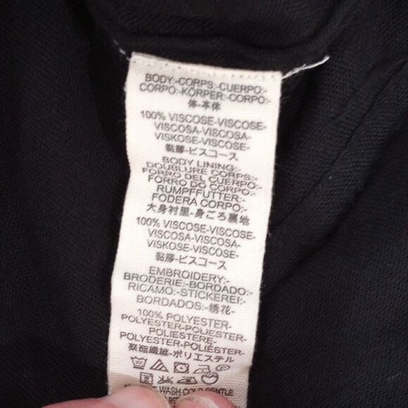 Free People Te Amo Black Embroidered Floral Boho Mini  Dress, Size M - Picture 15 of 16